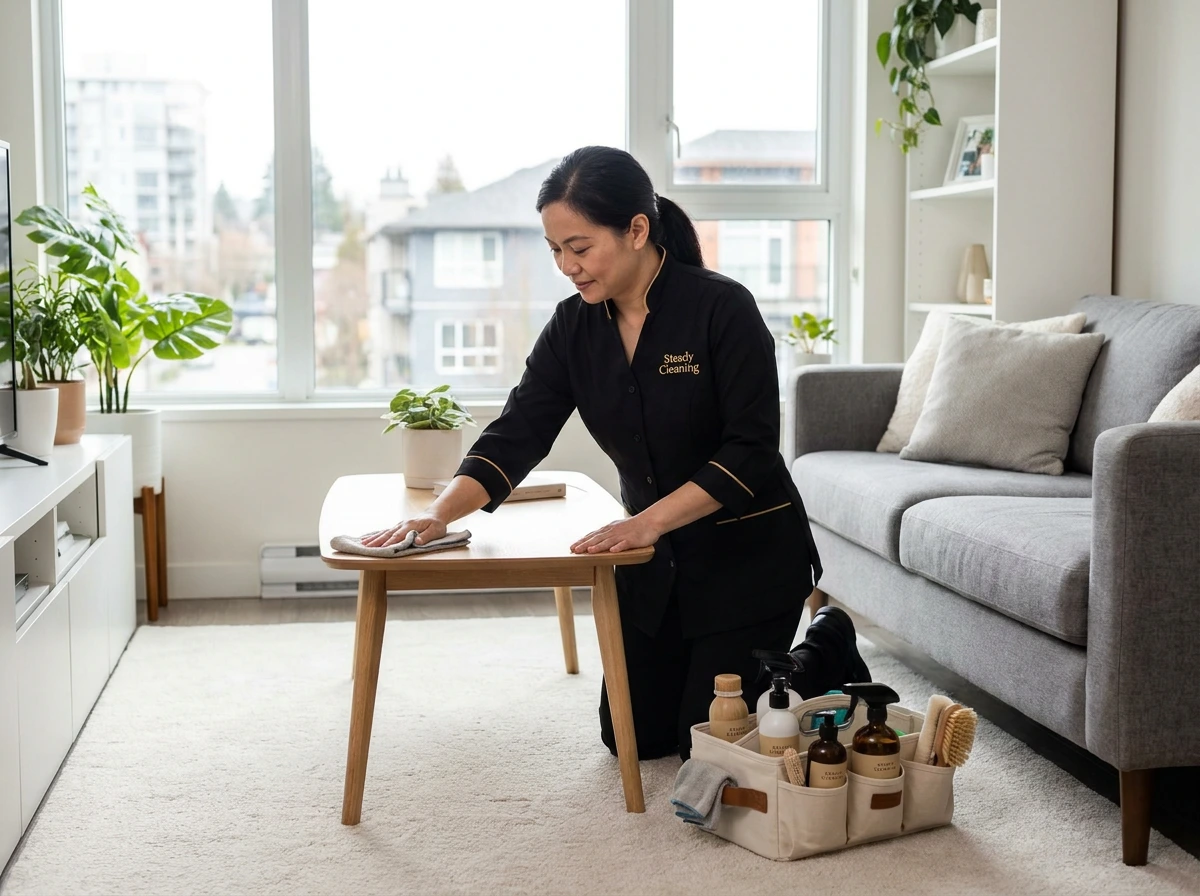 Steady Cleaning professional caring for a modern interior